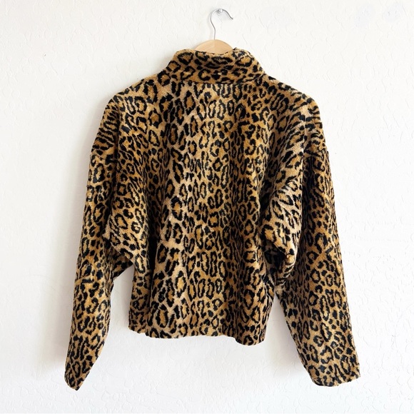 vintage kathleen for sweet herb leopard print 1/4 zip pullover sweater jacket - Picture 4 of 7